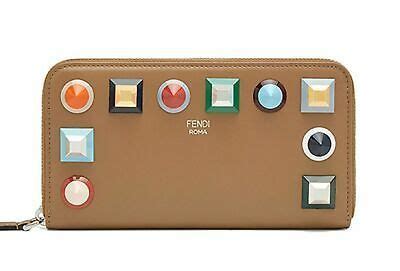 Fendi Rainbow Collection Full Zip Women's Leather Wallet Tan